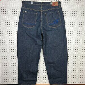 Enyce Y2K Denim Jeans42x32 Embroidered 90s Blue Logo Streetwear Skate Baggy Punk